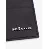Leather card holder with metal logo