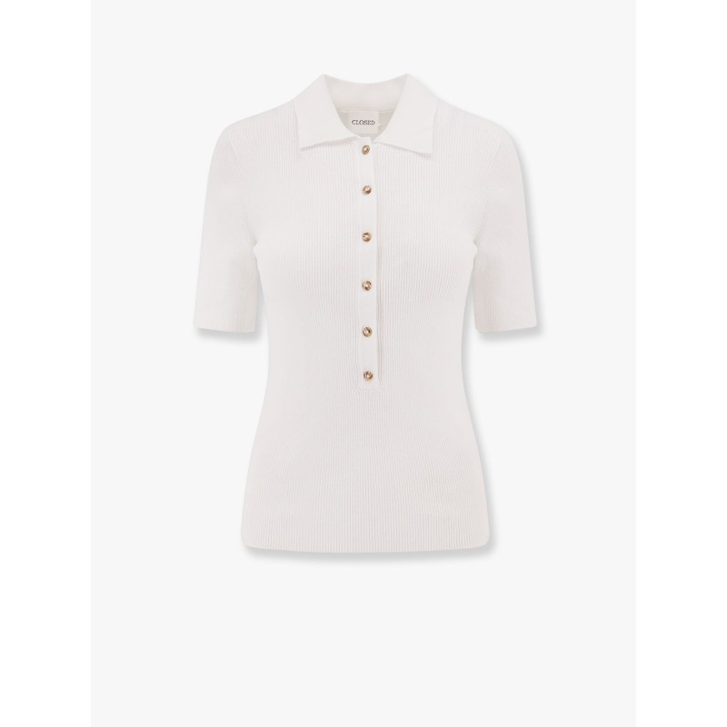 Ribbed cotton and cachemire polo shirt