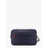 Leather clutch with metal logo