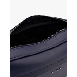 Leather clutch with metal logo