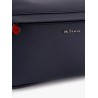 Leather clutch with metal logo