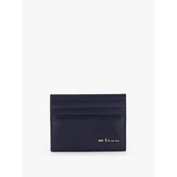 Leather card holder with metal logo