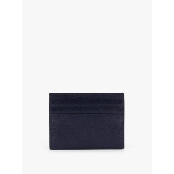 Leather card holder with metal logo