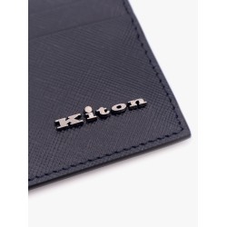 Leather card holder with metal logo