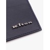 Leather card holder with metal logo