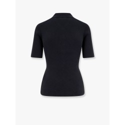 Ribbed cotton and cachemire polo shirt