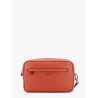 Leather clutch with metal logo