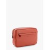 Leather clutch with metal logo
