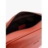 Leather clutch with metal logo