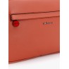 Leather clutch with metal logo