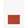 Leather card holder with metal logo