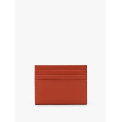 Leather card holder with metal logo