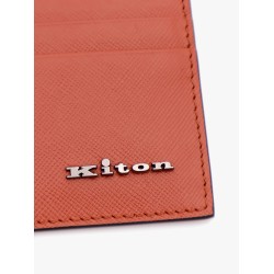 Leather card holder with metal logo