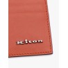 Leather card holder with metal logo