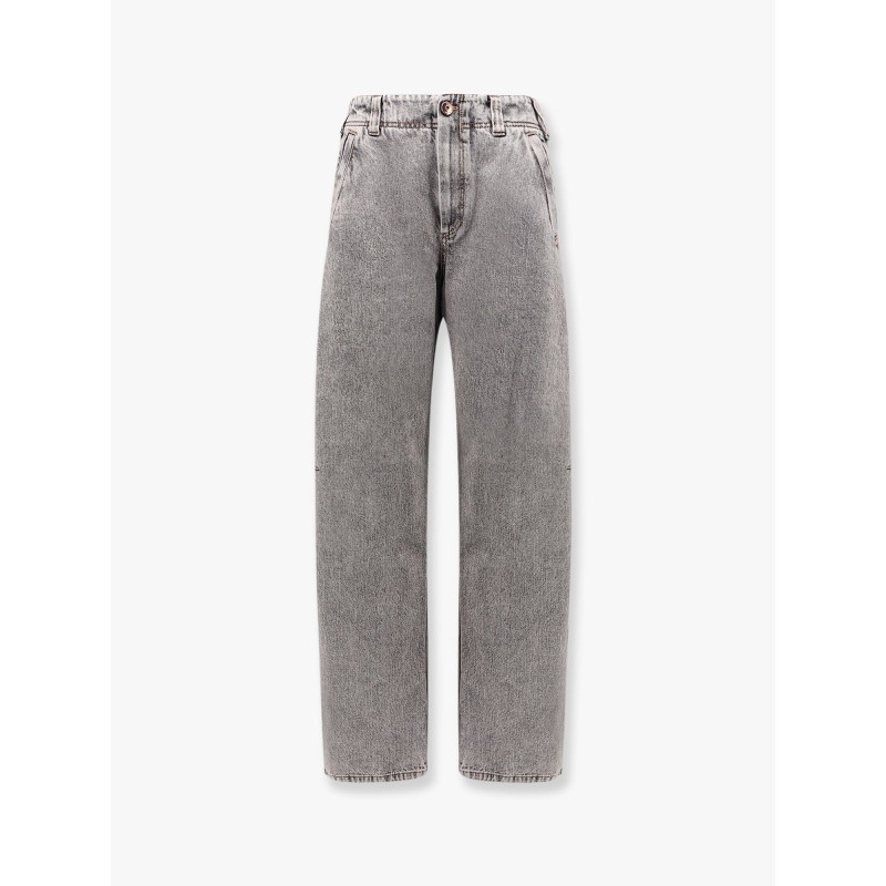 Curved grey denim jeans