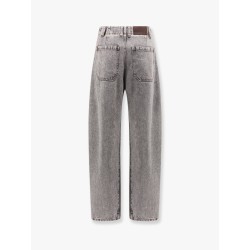 Curved grey denim jeans