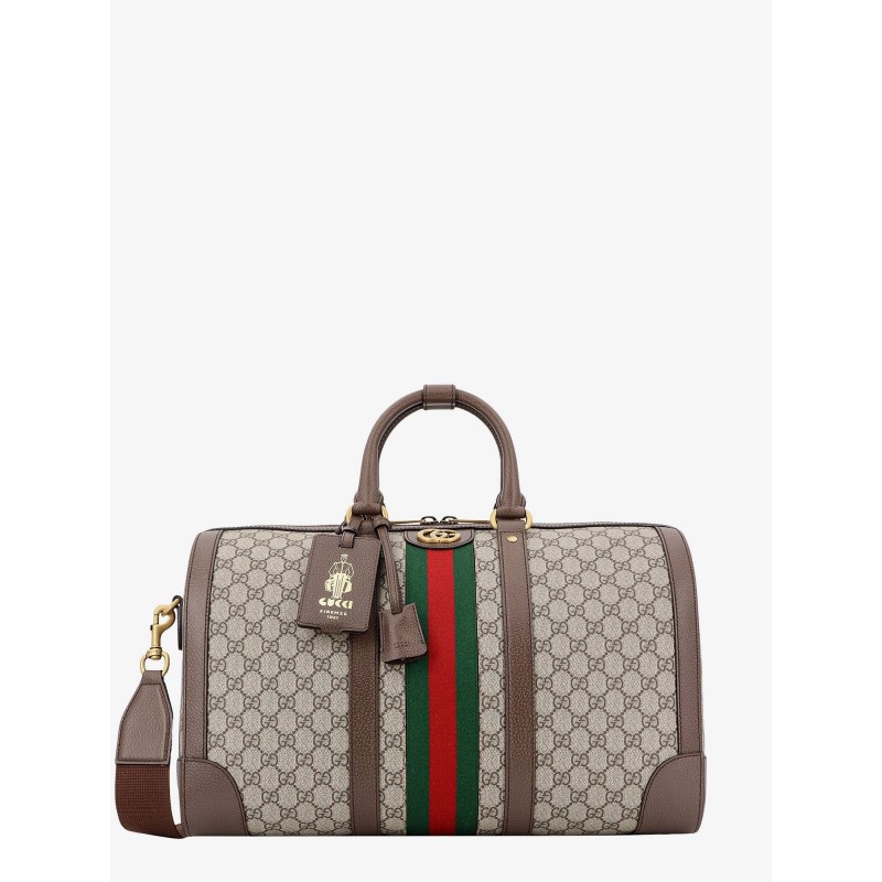 Gg supreme fabric and leather duffle bag