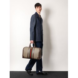 Gg supreme fabric and leather duffle bag