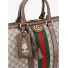Gg supreme fabric and leather duffle bag