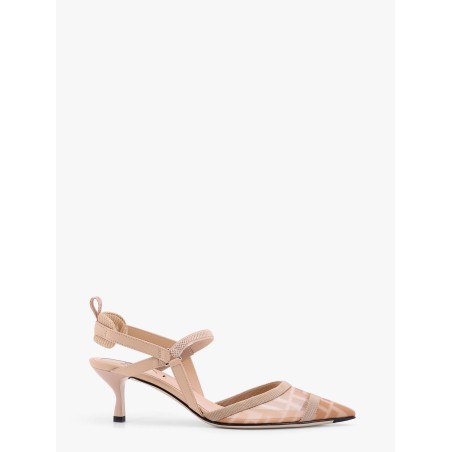 Colibrì leather and mesh slingback with FF motif