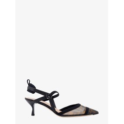 Colibrì leather and mesh slingback with FF motif