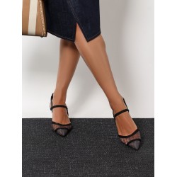 Colibrì leather and mesh slingback with FF motif