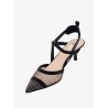 Colibrì leather and mesh slingback with FF motif