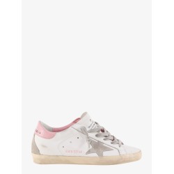 Super-star used-effect leather sneakers with suede profiles