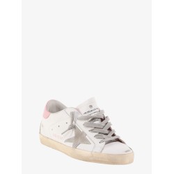 Super-star used-effect leather sneakers with suede profiles