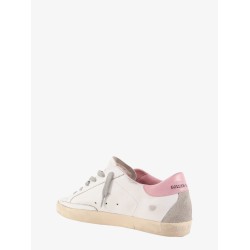 Super-star used-effect leather sneakers with suede profiles