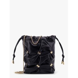 Leather bucket bag with metal details