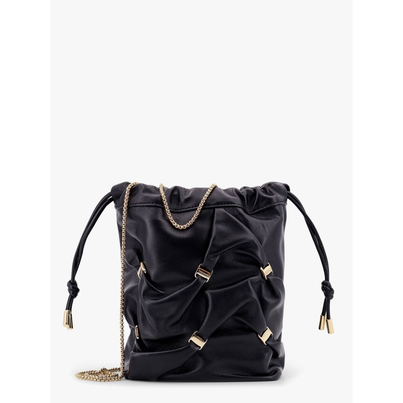 Leather bucket bag with metal details