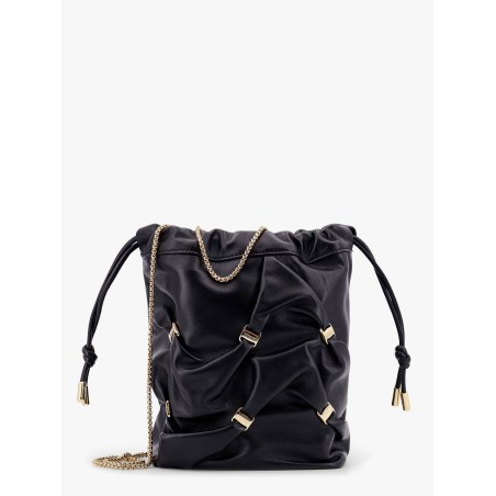 Leather bucket bag with metal details