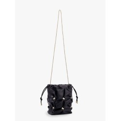 Leather bucket bag with metal details