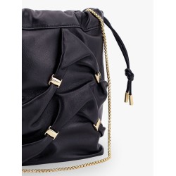 Leather bucket bag with metal details