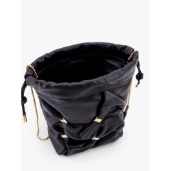 Leather bucket bag with metal details