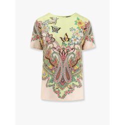 Viscose and silk top with multicolor print