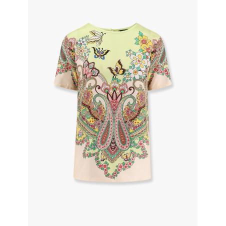 Viscose and silk top with multicolor print