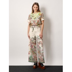 Viscose and silk top with multicolor print
