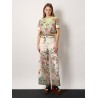 Viscose and silk top with multicolor print
