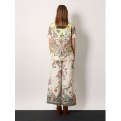 Viscose and silk top with multicolor print