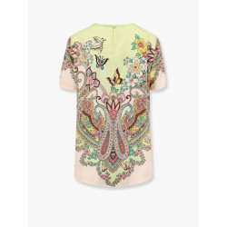 Viscose and silk top with multicolor print