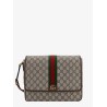 Ophidia gg supreme fabric and leather shoulder strap with iconic web band