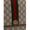 Ophidia gg supreme fabric and leather shoulder strap with iconic web band
