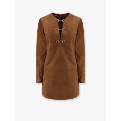 Suede short dress with all-over GG logo