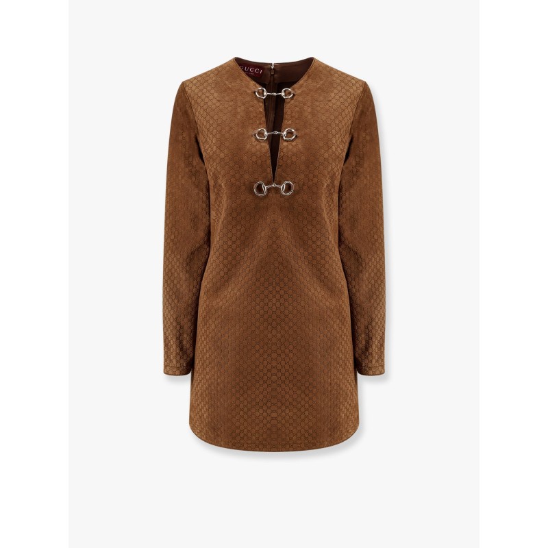 Suede short dress with all-over GG logo
