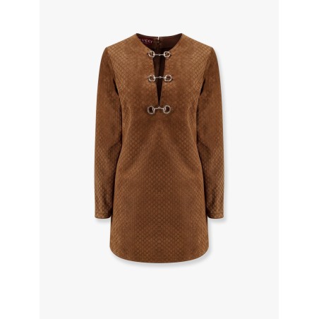 Suede short dress with all-over GG logo