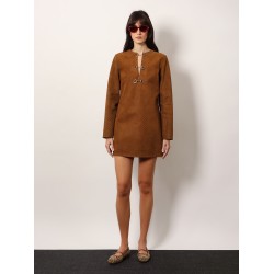 Suede short dress with all-over GG logo