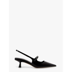 Patent leather slingback with back monogram