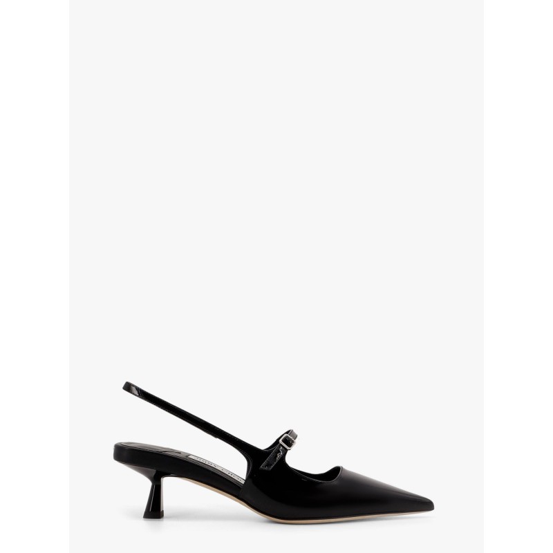 Patent leather slingback with back monogram